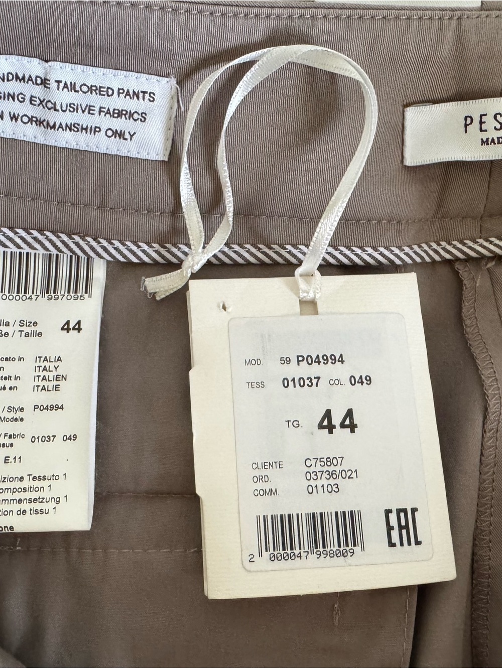 PESERICO Women Beige Cotton Pants 8/44 EUC - Picture 5 of 9